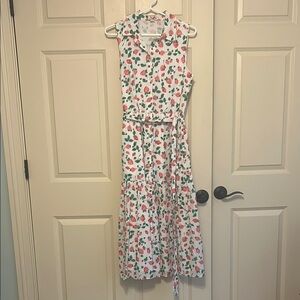 J. Crew White and Red sleeveless Sundress with strawberry pattern